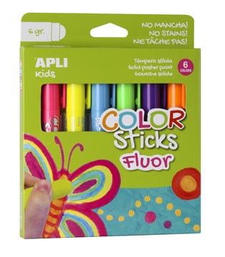 [14404] Apli kids color sticks fluor, blister de 6 pièces