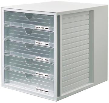 [145063] Han bloc à tiroirs systembox avec 5 tiroirs fermés, transparent