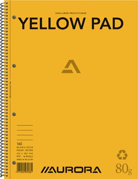 [148005] Aurora writing recycle carnet spiralé a4 jaune ligné