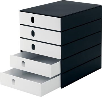 [1480092] Styro bloc à tiroirs styroval pro avec 5 tiroirs fermés, noir/blanc