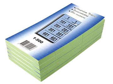 [1500VV] Carnets pour vestiaire numéros de 1 à 500, vert