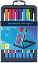Schneider stylo à bille slider edge xb, etui chevallet de 8 pièces en couleurs assorties