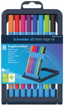 [152279] Schneider stylo à bille slider edge xb, etui chevallet de 8 pièces en couleurs assorties