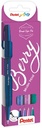 Pentel feutre pinceau sign pen brush touch, étui cartonné avec 4 pièces: bleu, violet, rose et turquoise