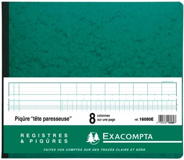 [16080E] Exacompta registres, ft 27 x 32 cm, 8 colonnes sur 1 page, 28 lignes, 80 pages