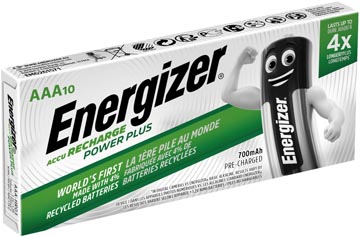 [1698505] Energizer piles rechargeables power plus 700 aaa/hr03/nh12, paquet de 10 pièces