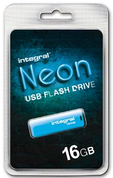 [16NEONB] Integral neon clé usb 2.0, 16 go, bleu