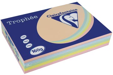 [1712C] Trophée papier couleur pastel a4, 160 g 5 x 50 feuilles, couleurs assorties