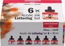 Amsterdam encre acrylique lettering, set de 6 flacons de 30 ml, assorti