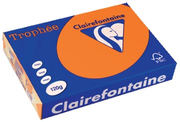[1763C] Clairefontaine trophée intens, papier couleur, a4, 120 g, 250 feuilles, orange vif