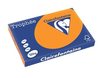 [1764C] Clairefontaine trophée intens, papier couleur, a3, 120 g, 250 feuilles, orange vif