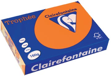 [1765C] Clairefontaine trophée intens, papier couleur, a4, 160 g, 250 feuilles, orange vif
