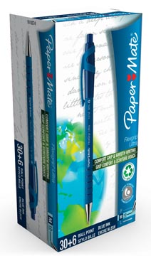 [1910074] Paper mate stylo bille flexgrip ultra rt, bleu, boîte 30 + 6 pièces gratuit