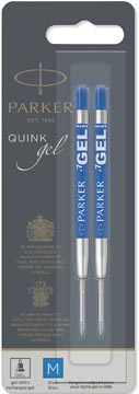 [1950364] Parker quink gel recharge pour stylo bille, pointe moyenne, bleu, blister de 2 pièces