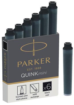 [1950407] Parker quink mini cartouches d'encre noir, boîte de 6 pièces