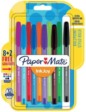 [1956751] Paper mate stylo bille inkjoy 100 avec capuchon, blister 8 + 2 gratuit