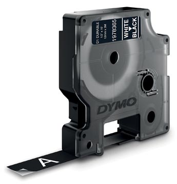 [1978365] Dymo d1 ruban durable12 mm x 3 m, blanc sur noir