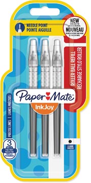 [1991520] Paper mate inkjoy vulling voor roller à encre liquide fine, noir, blister de 3 recharges
