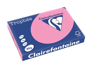 [1998C] Clairefontaine trophée pastel, papier couleur, a3, 80 g, 500 feuilles, rose intense