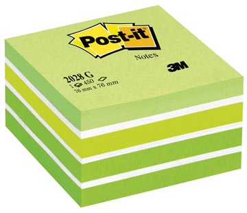 [2028G] Post-it notes cube, 450 feuilles, ft 76 x 76 mm, vert