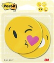 Post-it notes die-cut emoji, 30 feuilles, ft 70 x 70 mm, paquet de 2 blocs