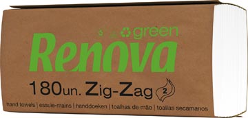 [2046029] Renovagreen essuie-mains en papier, plié en z, 2 plis, 180 feuilles, paquet de 30 pièces