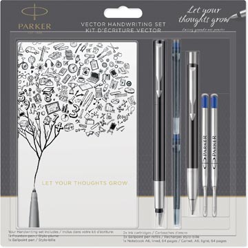 [2046839] Parker kit d'écriture vector stylo plume, stylo bille, carnet et recharges, en couleurs assorties