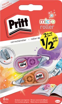 [2051125] Pritt dérouleur de correction micro roller, blister de 2 pièces, deuxième à moitié prix