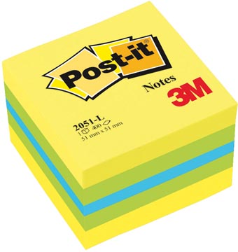 [2051L] Post-it notes mini cube, 400 feuilles, ft 51 x 51 mm, vert