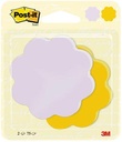 Post-it notes, 2 x 75 feuilles, ft 72,5 x 72,2 mm, fleur, pourpre et jaune ultra