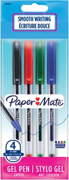 [2084411] Paper mate jiffy gel roller, ultra fin 0,5 mm, blister de 4 pièces, couleurs assorties