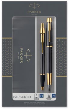 [2093216] Parker im black boîte cadeau duoset, stylo bille et stylo plume, noir gt