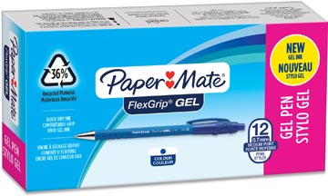 [2108213] Paper mate stylo bille flexgrip gel, boîte de 12 pièces, bleu
