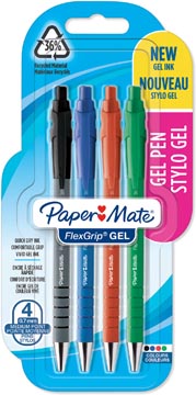 [2108216] Paper mate stylo bille flexgrip gel, blister de 4 pièces assorties