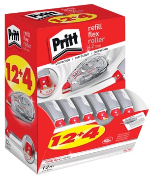 [2111956] Pritt dérouleur de correction refill flex, 4,2 mm x 12 m, boîte 12 + 4 gratuit