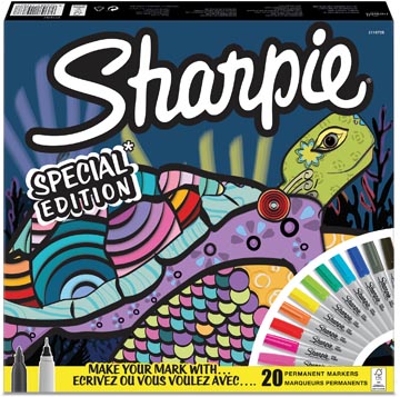 [2115767] Sharpie marqueur permanente tortue, fin et extra fine, boîte de 20 pièces en couleurs assorties