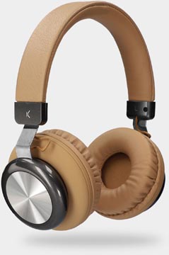 [2117072] Ksix casque à écouters sans fil, avec microphone intégré, temps de jeu: 6 heures, brun
