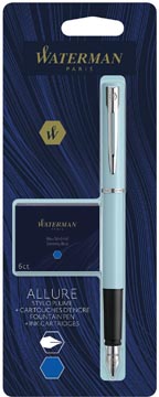 [2135215] Waterman stylo plume allure pastel pointe fine, 6 cartouches d'encre incluses, sous blister