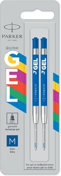 [2136210] Parker recharge à encre gel pour stylo bille moyenne, 0,7 mm, bleu, blister de 2 pièces