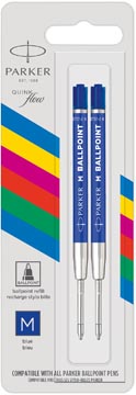 [2166544] Parker eco recharge pour stylo bille, pointe moyenne, bleu, blister de 2 pièces