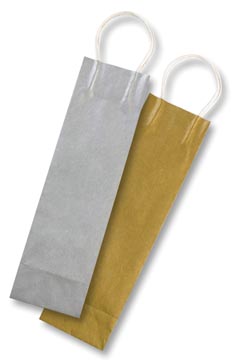 [21669] Folia sac papier kraft pour bouteilles, 110 g/m², or et argent, paquet de 6 pièces