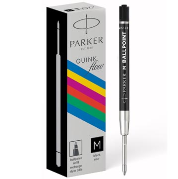 [2168602] Parker eco stylo bille recharge, medium, noir, 20 pièces
