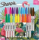 Sharpie marqueur permanent flamingo pack, pointe fine, blister de 24 pièces en couleurs assorties