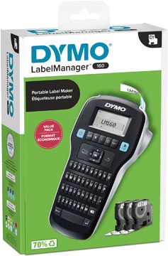 [2181011] Dymo labelmanager 160 value pack: 1 x labelmanager 160p + 3 x ruban d1, qwerty