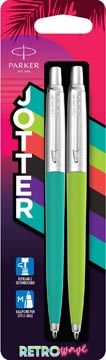 [2186315] Parker jotter originals stylo bille 80's retro wave, blister de 2 pièces (vert et bleu)