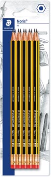 [122-2 BK10] Staedtler crayon graphite noris hb avec gomme, 10 pièces