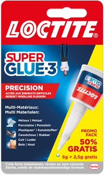 [2454530] Loctite colle instantanée super glue precision, 5 g + 50 % gratuit, sous blister