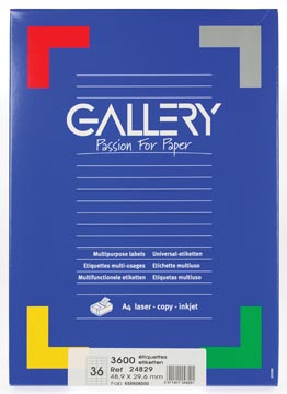 [24829] Gallery étiquettes blanches ft 48,9 x 29,6 mm (l x h), coins droits, 36 par feuille