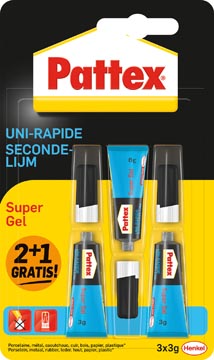 [2548134] Pattex super gel colle instantanée, 3 g, 2 + 1 gratuit, sous blister