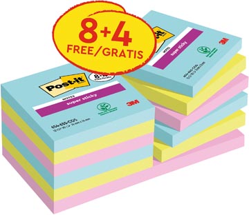 [259229] Post-it super sticky notes cosmic, 90 feuilles, ft 76 x 76 mm, 8 + 4 gratuit